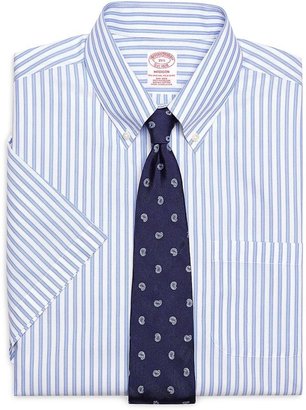 Brooks Brothers Non-Iron Madison Fit Framed Split Stripe Short-Sleeve Dress Shirt