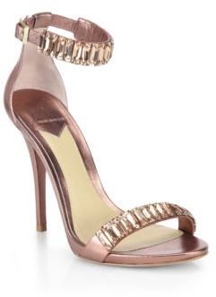 Brian Atwood Ciara Crystal & Metallic Leather Sandals