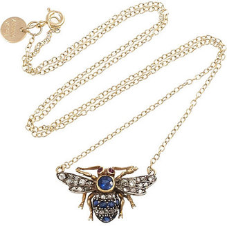 Annina Vogel 9-karat gold diamond and sapphire bee necklace