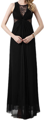 Romwe Lace Sleeveless Black Evening Dress