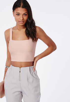 Missguided Panel Crop Top Nude