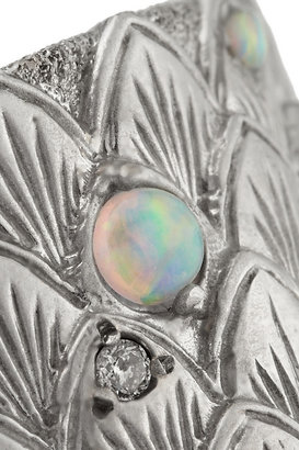 Carolina Bucci Feather 18-karat white gold, diamond and opal ring