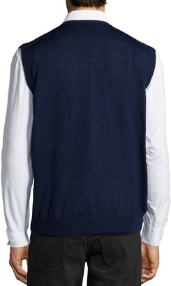 Neiman Marcus Wool-Blend Sweater Vest, Midnight