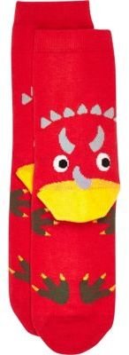 River Island Boys red dragon heel socks