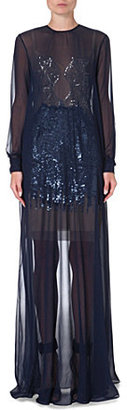 Marios Schwab Sequin-detailed sheer silk gown