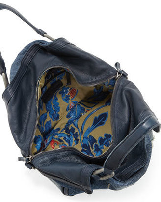 Liebeskind 17448 Liebeskind Atlas Distressed Denim Satchel Bag, Washed Blue