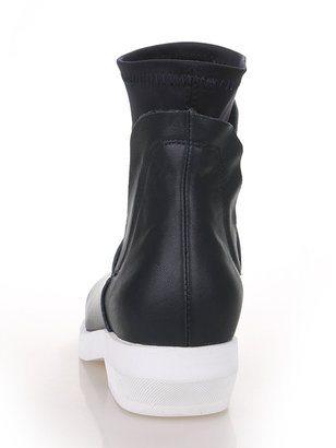 Choies Navy Leather Ankle Boots With Color Block Sole