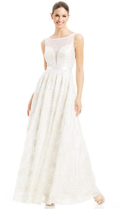 Adrianna Papell Sleeveless Illusion Sequin-Lace Gown
