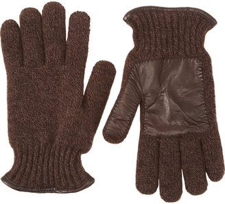Barneys New York Knit Leather Palm Gloves