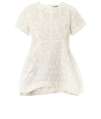 Jil Sander Textured-jacquard peplum blouse