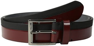 Viktor & Rolf Men's Patent Belt with Contrast-Black Rubberized-Leather Trim
