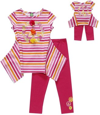 Dollie & Me peace striped tunic & capri leggings set - girls 4-6x