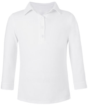 George Girls School 3⁄4 Sleeve Polo Shirt - White