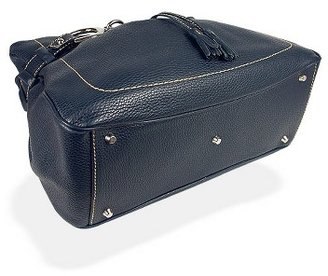 Buti Navy Blue Pebble Italian Leather Satchel Handbag