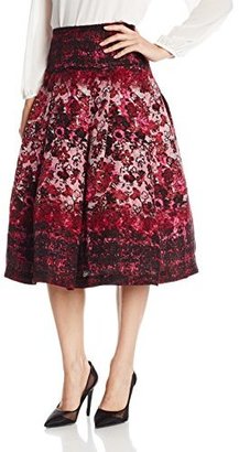 Tracy Reese Women's Wrap Floral Silk Linen Flared Skirt