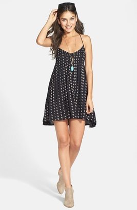 RVCA 'Told Secrets' Pintucked Lace Up Dress (Juniors)