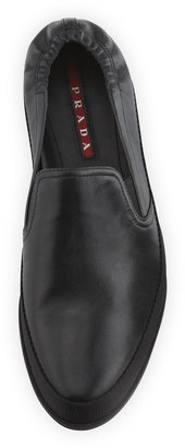 Prada San Tropez Leather Slip-On Sneaker, Black
