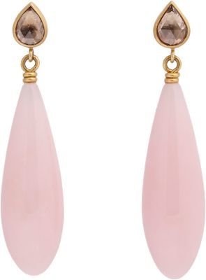 Mallary Marks Brown Diamond & Pink Opal Double-Drop Earrings