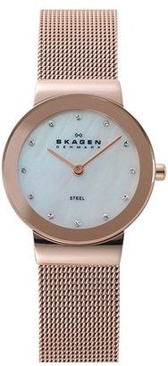 Skagen 'Freja' Mirror Bezel Mesh Strap Watch, 26mm