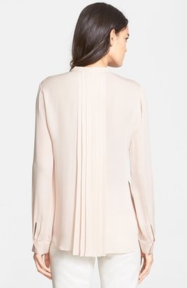 L'Agence Front Pleated Silk Georgette Blouse