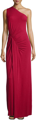 Michael Kors One-Shoulder Ruched Gown, Rose