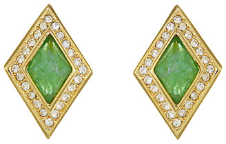 Christian Dior Eclectica Vintage 1980s Geometric Clip-On Earrings, Gold/Green