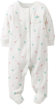 Carter's Long-Sleeve Bird Print Sleep & Play Footed Bodysuit - Girls newborn-9m
