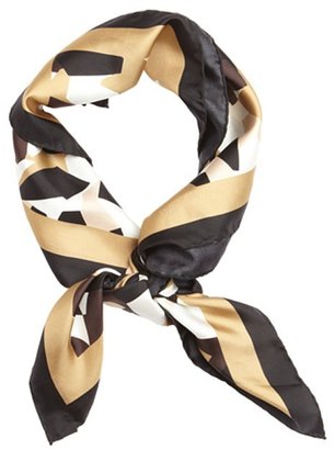 Givenchy camel and white and black geometric shape silk scarf