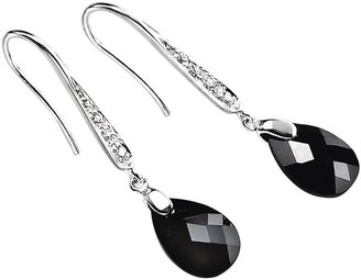 Element Sterling Silver with Black and White Cubic Zirconia Teardrop Earrings