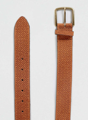Topman Tan Leather Tile Embossed Belt