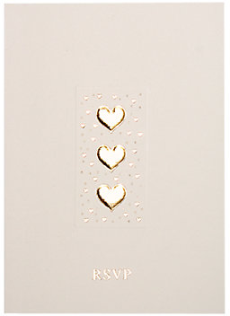 rsvp CCA Three Hearts Personalised  Wedding Reply Cards, Pack of 60, Gold