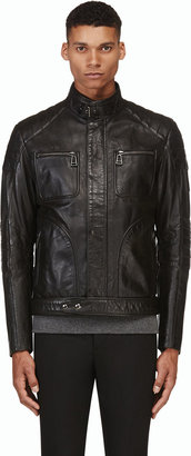 Belstaff Black Grained Leather Weybridge Jacket