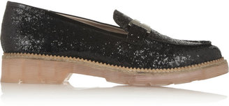 Senso Connie glitter-finished patent-leather loafers