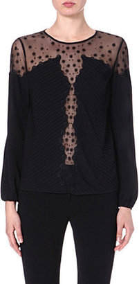 Temperley London Embroidered sheer-panel top