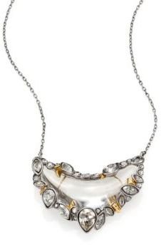 Alexis Bittar Lucite & Crystal Jagged Crescent Pendant Necklace