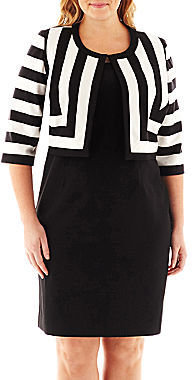 JCPenney Danny & Nicole Sheath Dress with Striped Jacket - Plus