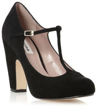 Dune New Antina Womens Black Suede Ladies T-Bar Block Heel Court Shoes Size 3-8
