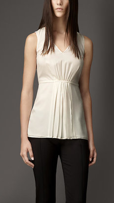 Burberry Pleated Front Silk Top