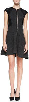 Rebecca Taylor Textured Knit Lace-Sleeve Dress