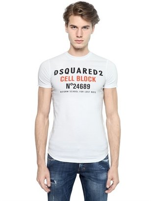 DSquared 1090 Dsquared2 - Logo Printed Slim Fit Cotton T-Shirt