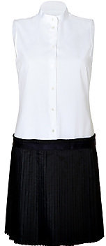 Jil Sander Navy Stretch Cotton Two-Tone Shirtdress
