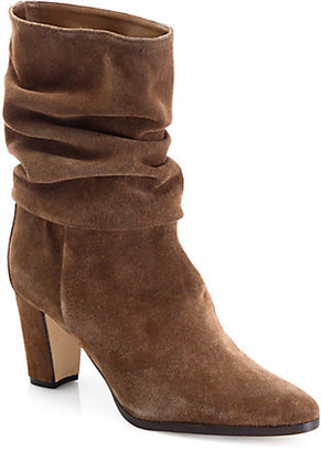 Manolo Blahnik Knight Slouchy Suede Mid-Calf Boots
