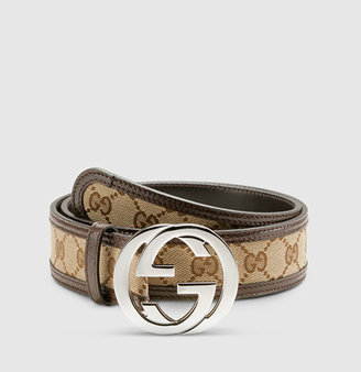 Gucci original GG canvas belt with interlocking G buckle