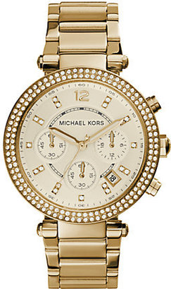 Michael Kors Crystal Chronograph Bracelet Watch/Gold