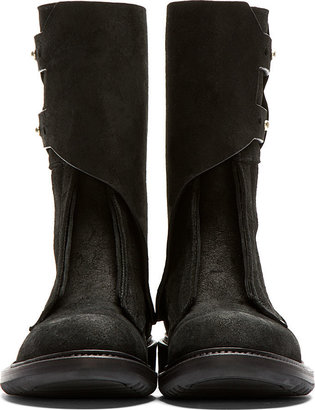 Rick Owens Black Suede New Army Boots