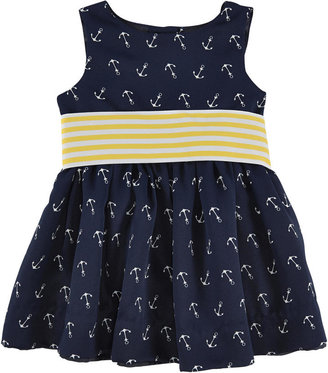 Ralph Lauren Sleeveless twill dress, striped belt and knickers - Navy blue