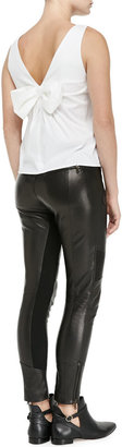 RED Valentino Sleeveless Top with Bow Back & Flat-Front Leather Moto Pants