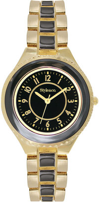 Style&Co. Women's Black and Gold-Tone Bracelet Watch 36mm SC1408
