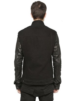 Rick Owens Drkshdw Leather & Cotton Denim Jacket