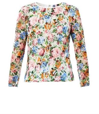 MSGM DAY TOPS FLORAL PRINT LACE LS Multi